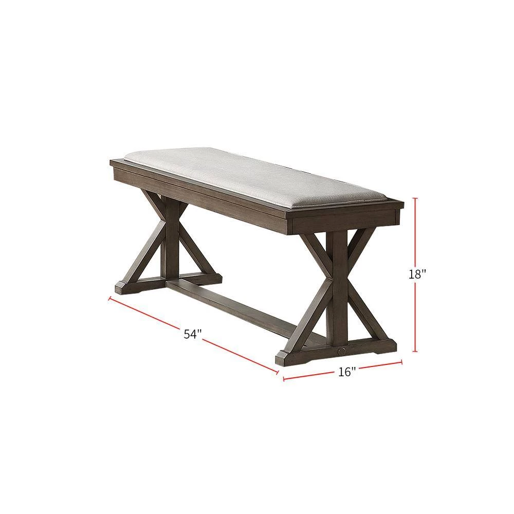 White Fabric Upholstery Dining Bench 18 in. H x 16 in. W x 54 in. D by Wateday 3 White Fabric Upholstery Dining Bench 18 in. H x 16 in. W x 54 in. D by Wateday - Image 3