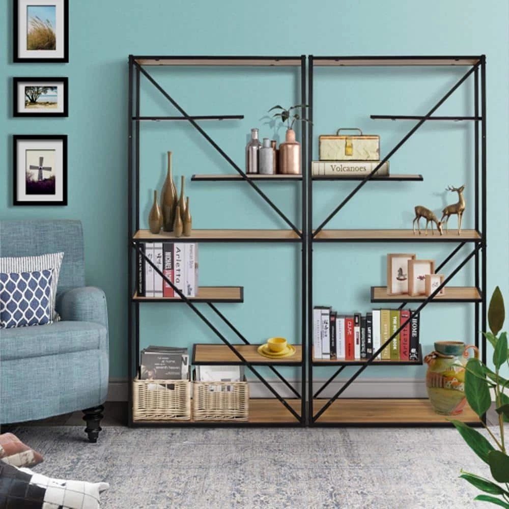 71 in. H Brown Wood 6-Shelf Bookcase by Wateday 5 71 in. H Brown Wood 6-Shelf Bookcase by Wateday - Image 5