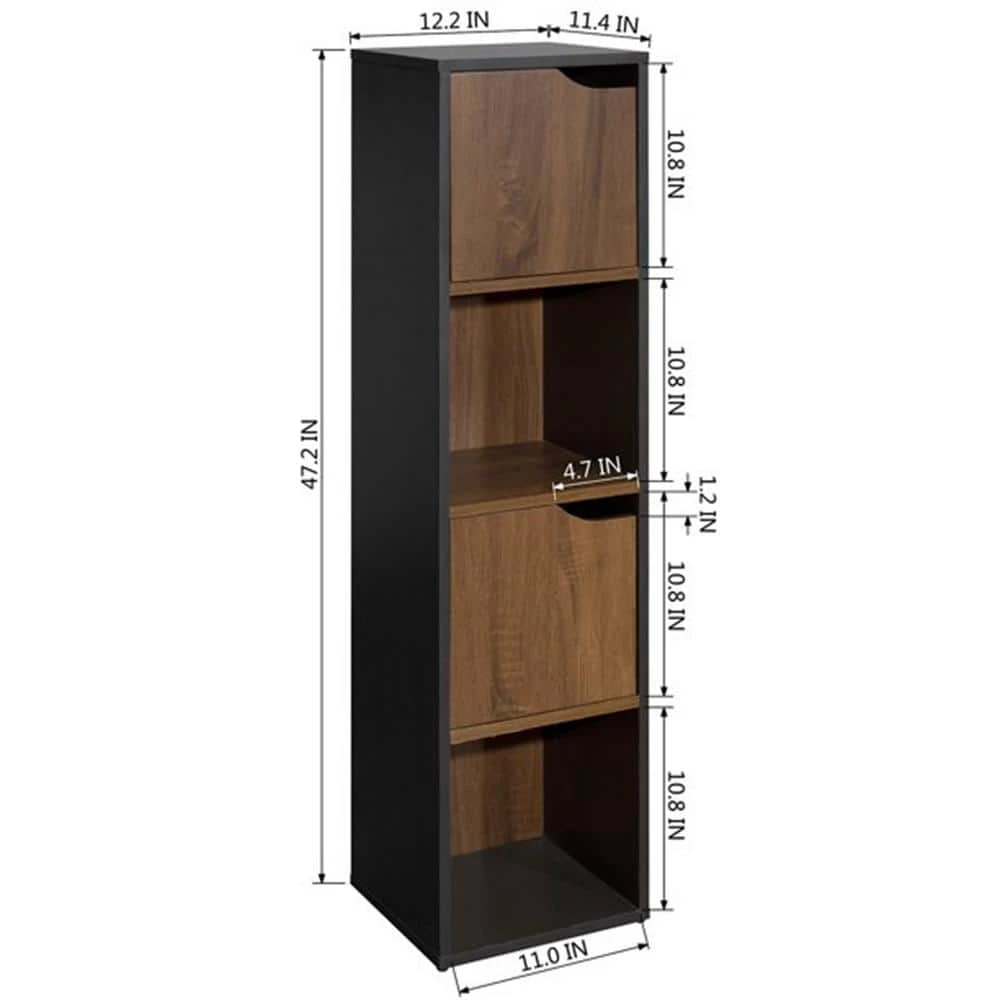 47.2 in. H Brown Wood 4-Shelf Cube Bookcase by Wateday 4 47.2 in. H Brown Wood 4-Shelf Cube Bookcase by Wateday - Image 4