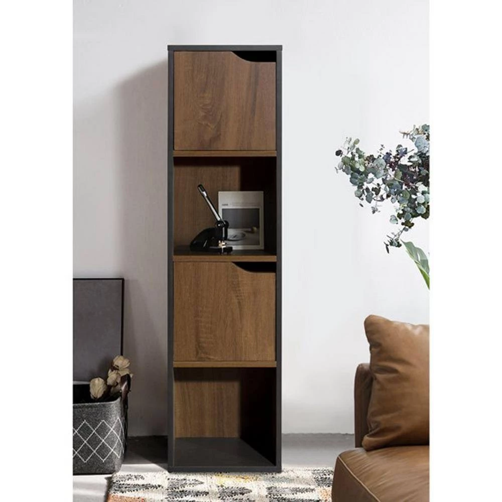 47.2 in. H Brown Wood 4-Shelf Cube Bookcase by Wateday 5 47.2 in. H Brown Wood 4-Shelf Cube Bookcase by Wateday - Image 5