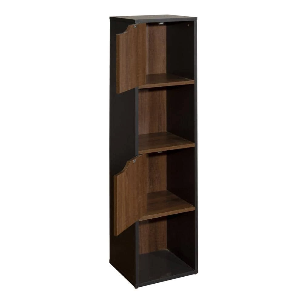 47.2 in. H Brown Wood 4-Shelf Cube Bookcase by Wateday 2 47.2 in. H Brown Wood 4-Shelf Cube Bookcase by Wateday - Image 2