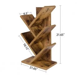 21.65 in. Brown Wood 4-Shelf Accent Bookcase by Wateday -Wateday Sales Store brown wateday bookcases bookshelves yj yuki9596498 4f 1000