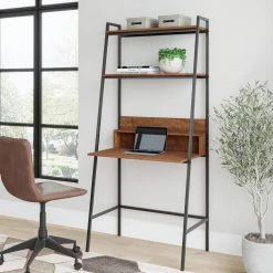 71 in. Brown Wood 2 Shelf Standard Bookcase with Desk by Wateday -Wateday Sales Store brown wateday bookcases bookshelves yj yuki9596802 31 1000