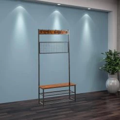 Brown Entryway Hall Tree Coat Rack with 3-Storage Shelves by Wateday -Wateday Sales Store brown wateday coat racks yj yuki9596395 31 1000