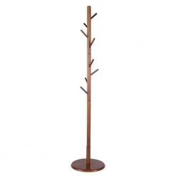 Brown Wooden Tree Coat Rack Stand with 6 Hooks by Wateday