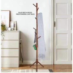 Brown Wood Tree Coat Rack Stand with 6 Hooks by Wateday -Wateday Sales Store brown wateday coat racks yj yuki9597439 31 1000
