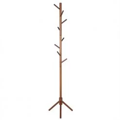 Brown Wood Tree Coat Rack Stand with 6 Hooks by Wateday