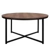 35.04" Brown Round MDF Top Coffee Table with X Steel Legs by Wateday