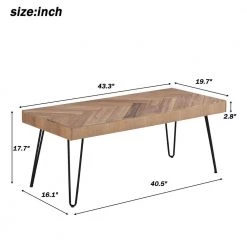43 .3" Brown Rectangle Wood Top Coffee Table with Metal Hairpin Legs by Wateday -Wateday Sales Store brown wateday coffee tables yj yuki9595600 44 1000
