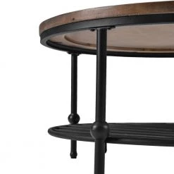 35.80" Brown Round Wood Top Coffee Table with Metal Storage Shelf by Wateday -Wateday Sales Store brown wateday coffee tables yj yuki9595603 c3 1000