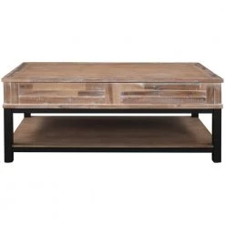 44.5" Brown Rectangle MDF Lift Top Coffee Table with Inner Storage and Shelf by Wateday
