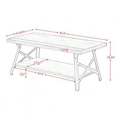 43 " Brown Rectangle Wood Coffee Table with Storage Shelf by Wateday -Wateday Sales Store brown wateday coffee tables yj yuki9595639 1f 1000