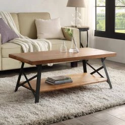 43 " Brown Rectangle Wood Coffee Table with Storage Shelf by Wateday -Wateday Sales Store brown wateday coffee tables yj yuki9595639 31 1000