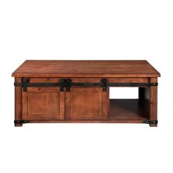 48.03 in. Brown Rectangle Wood Coffee Table with Storage Shelf and Cabinets by Wateday