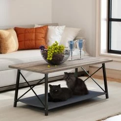 45 .7" Brown Rectangle Wood Coffee Table with Pet Mat by Wateday -Wateday Sales Store brown wateday coffee tables yj yuki9595657 31 1000