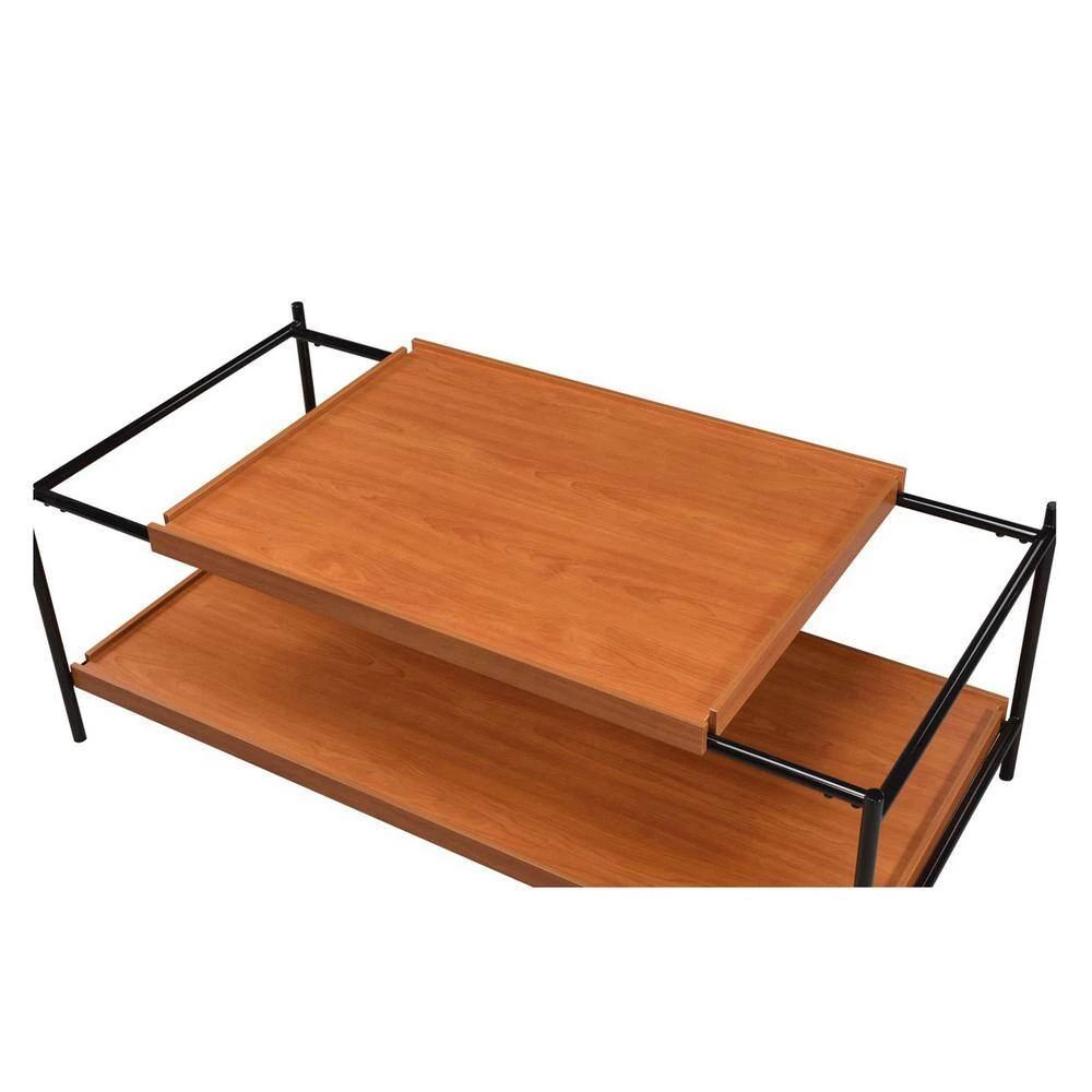 48 in. Brown Rectangle Wood Coffee Table with Metal Frame by Wateday 3 48 in. Brown Rectangle Wood Coffee Table with Metal Frame by Wateday - Image 3