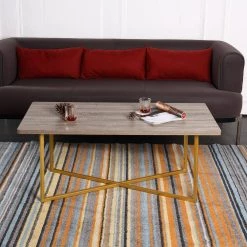 45.6 in. L Brown Rectangle Wood Coffee Table with Metal Legs by Wateday -Wateday Sales Store brown wateday coffee tables yj yuki9595691 31 1000