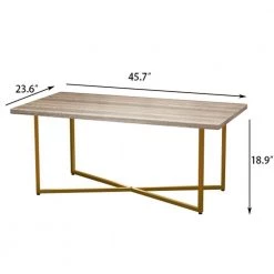 45.6 in. L Brown Rectangle Wood Coffee Table with Metal Legs by Wateday -Wateday Sales Store brown wateday coffee tables yj yuki9595691 44 1000