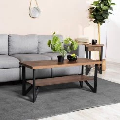 42.10 in. Brown Short Rectangular Wood Coffee Table with Storage Shelf by Wateday -Wateday Sales Store brown wateday coffee tables yj yuki9596504 31 1000