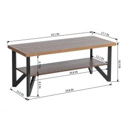 42.10 in. Brown Short Rectangular Wood Coffee Table with Storage Shelf by Wateday -Wateday Sales Store brown wateday coffee tables yj yuki9596504 fa 1000