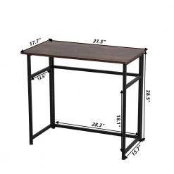 17.7 in. Rectangular Brown Wood Foldable Computer Desk with Metal Frame by Wateday -Wateday Sales Store brown wateday computer desks yj yuki9595717 44 1000