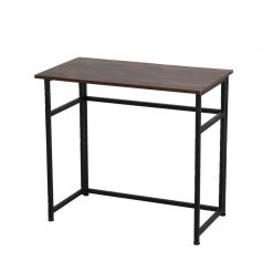 17.7 in. Rectangular Brown Wood Foldable Computer Desk with Metal Frame by Wateday