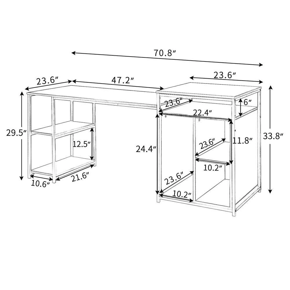 23.6 in. Rectangular Brown Wood Computer Desk with Storage Shelf, CPU Storage Space and Printer Stand by Wateday 6 23.6 in. Rectangular Brown Wood Computer Desk with Storage Shelf, CPU Storage Space and Printer Stand by Wateday - Image 6
