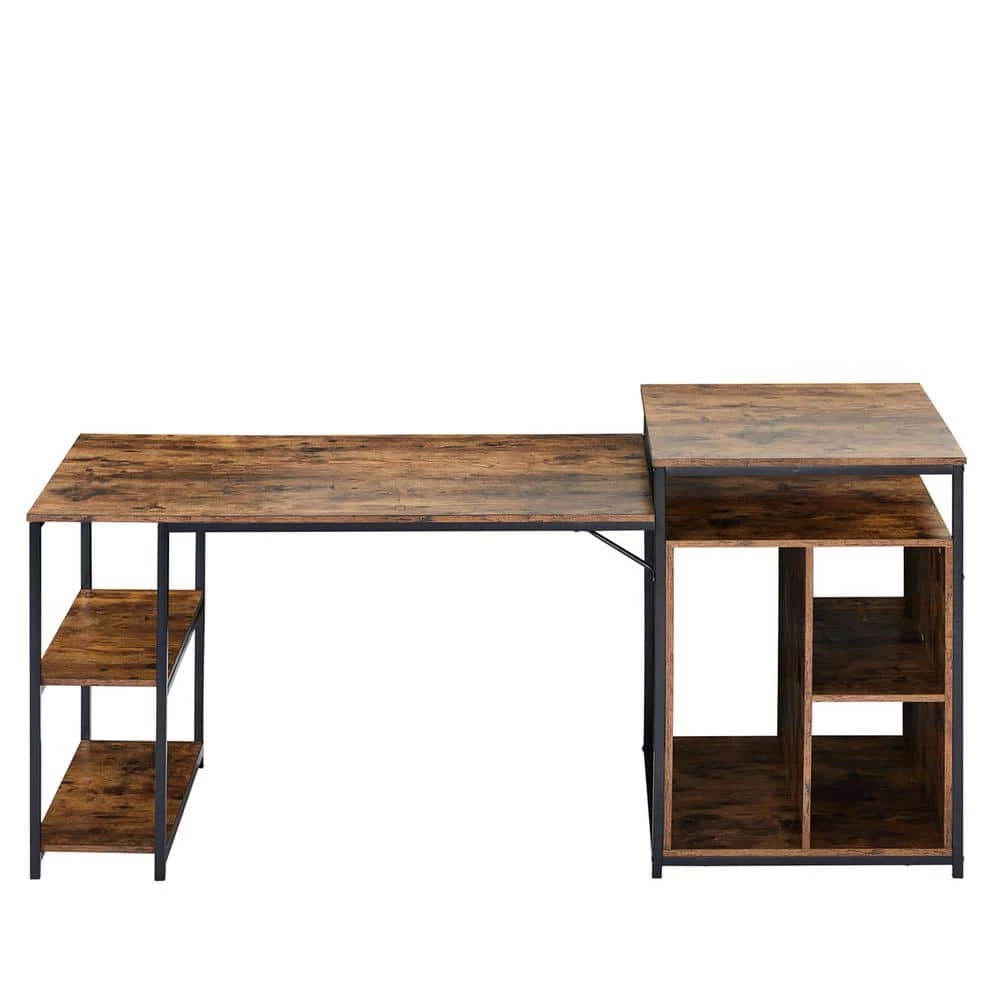 23.6 in. Rectangular Brown Wood Computer Desk with Storage Shelf, CPU Storage Space and Printer Stand by Wateday 1 23.6 in. Rectangular Brown Wood Computer Desk with Storage Shelf, CPU Storage Space and Printer Stand by Wateday