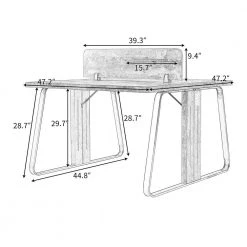 47.2 in. Square Brown Wood Computer Desk for 2-People by Wateday -Wateday Sales Store brown wateday computer desks yj yuki9595743 1f 1000