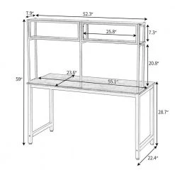 23.6 in. Rectangular Brown Wood Computer Desk with Hutch and Shelves by Wateday -Wateday Sales Store brown wateday computer desks yj yuki9595747 44 1000