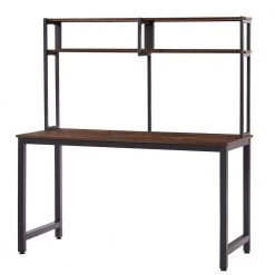 23.6 in. Rectangular Brown Wood Computer Desk with Hutch and Shelves by Wateday