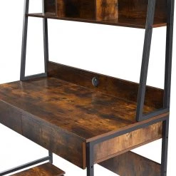 23.62 in. Rectangular Brown Wood 2-Drawer Computer Desk with Hutch/Bookshelf by Wateday -Wateday Sales Store brown wateday computer desks yj yuki9595760 4f 1000