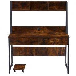 23.62 in. Rectangular Brown Wood 2-Drawer Computer Desk with Hutch/Bookshelf by Wateday -Wateday Sales Store brown wateday computer desks yj yuki9595760 c3 1000
