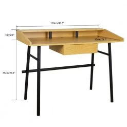 21.7 in. Rectangular Brown Wood Computer Desk with Printer Monitor Shelf by Wateday -Wateday Sales Store brown wateday computer desks yj yuki9595776 44 1000