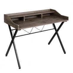 23.6 in. Rectangular Brown Wood Computer Desk with 3 Open Cubbies by Wateday