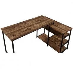 35.4 in. L-Shaped Brown Wood Computer Desk with Open Shelves by Wateday -Wateday Sales Store brown wateday computer desks yj yuki9595792 4f 1000