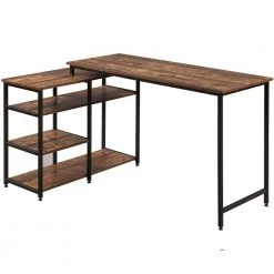 35.4 in. L-Shaped Brown Wood Computer Desk with Open Shelves by Wateday