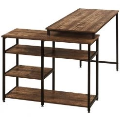 35.4 in. L-Shaped Brown Wood Computer Desk with Open Shelves by Wateday -Wateday Sales Store brown wateday computer desks yj yuki9595792 c3 1000