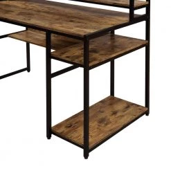 23.6 in. Rectangular Brown Wood Computer Desk with 2-Tier Bookshelf by Wateday -Wateday Sales Store brown wateday computer desks yj yuki9595793 1f 1000