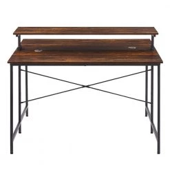 47 in. Square Brown Wood Double Workstation Computer Desk with Monitor Shelf by Wateday -Wateday Sales Store brown wateday computer desks yj yuki9595796 77 1000