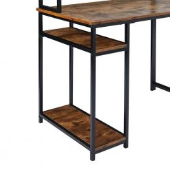 23.50 in. Rectangular Brown Wood Double Workstation Computer Desk with Storage Shelves by Wateday -Wateday Sales Store brown wateday computer desks yj yuki9595799 4f 1000