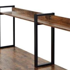 23.50 in. Rectangular Brown Wood Double Workstation Computer Desk with Storage Shelves by Wateday -Wateday Sales Store brown wateday computer desks yj yuki9595799 c3 1000