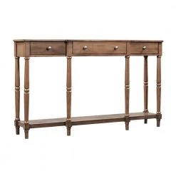 58.07 in. Brown Standard Rectangle Wood Console Table with Storage Shelf and Drawer by Wateday