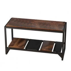 Brown 2-Tier Shoe Bench 20.81 in. H x 16.06 in. W x 39.37 in. D by Wateday