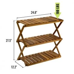 Brown Storage Bench with 3-Tiers 12.20 in. H x 27.50 in. W x 24.80 in. D by Wateday -Wateday Sales Store brown wateday dining benches yj yuki9595979 c3 1000