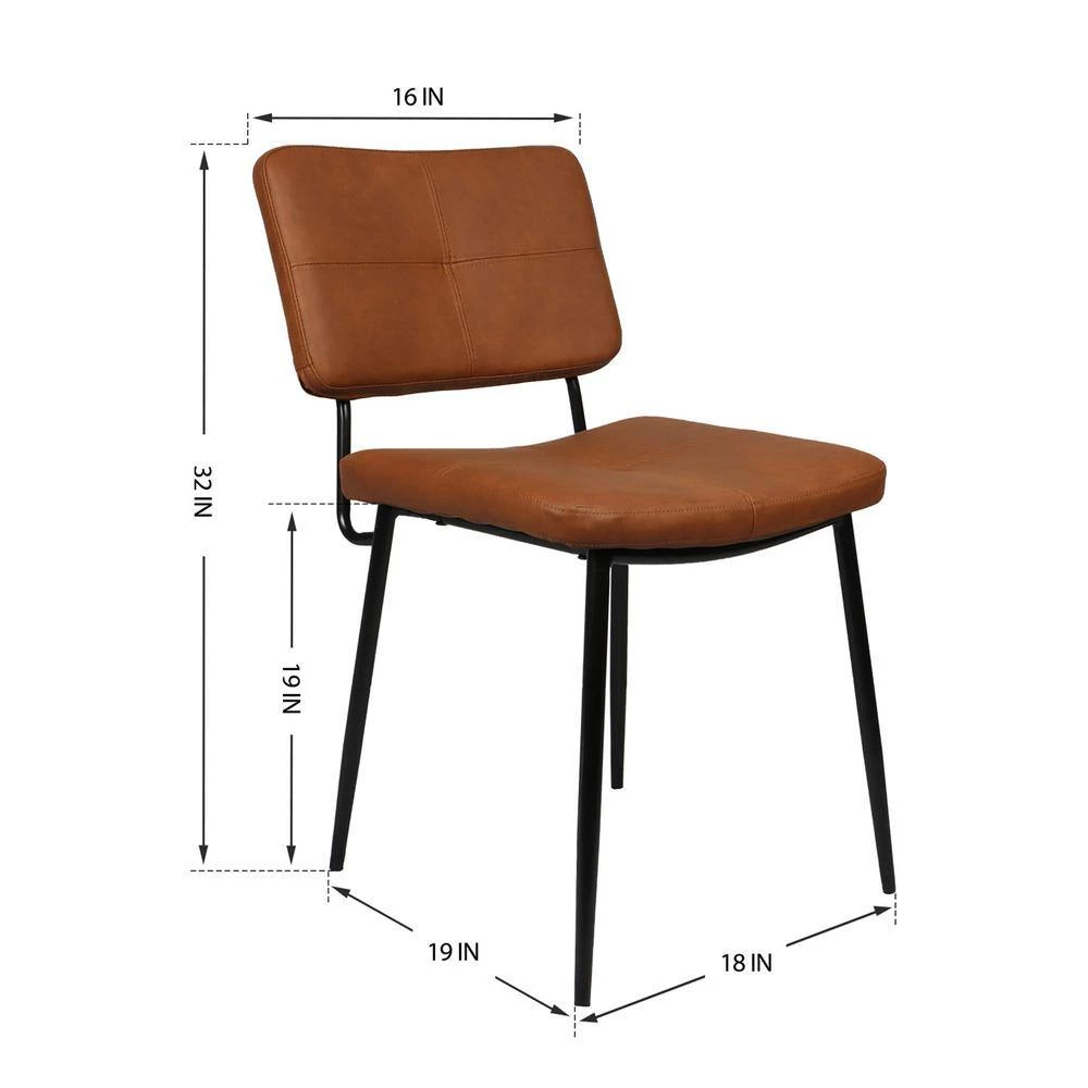 Vintage Brown PU Leather Upholstered Dining Chairs (Set of 2) by Wateday 6 Vintage Brown PU Leather Upholstered Dining Chairs (Set of 2) by Wateday - Image 6