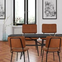 Vintage Brown PU Leather Upholstered Dining Chairs (Set of 2) by Wateday 13 Vintage Brown PU Leather Upholstered Dining Chairs (Set of 2) by Wateday -Wateday Sales Store brown wateday dining chairs yj usacdc001bn 31 1000