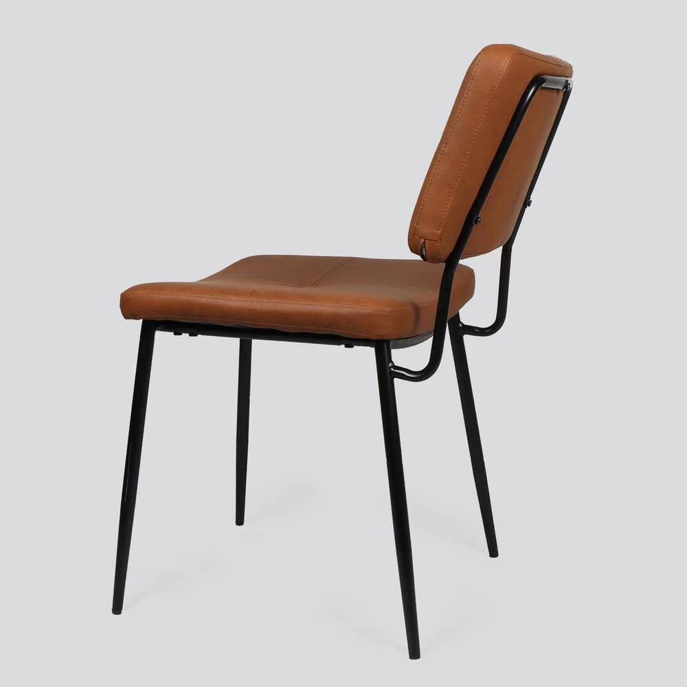 Vintage Brown PU Leather Upholstered Dining Chairs (Set of 2) by Wateday 2 Vintage Brown PU Leather Upholstered Dining Chairs (Set of 2) by Wateday - Image 2