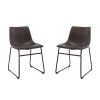 Brown PU Leather Armless Dining Side Chairs (Set of 2) by Wateday