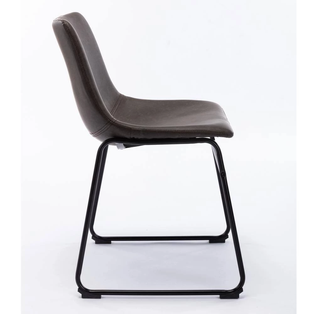 Brown PU Leather Armless Dining Side Chairs (Set of 2) by Wateday 2 Brown PU Leather Armless Dining Side Chairs (Set of 2) by Wateday - Image 2